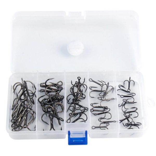 

50pcs high carbon steel sharp fishing treble hooks set
