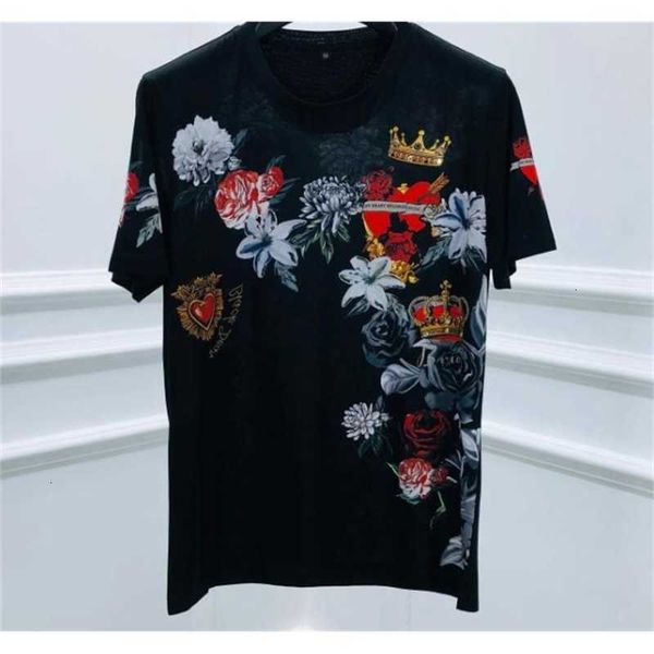 

men's t-shirts 20ss t shirts fashion floral crown letter gothic print cotton tee for men bo9x, White;black