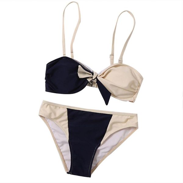 

summer women two pieces bikini set hit color padded push up swimwear bow swimsuit arrival biquini one-piece suits
