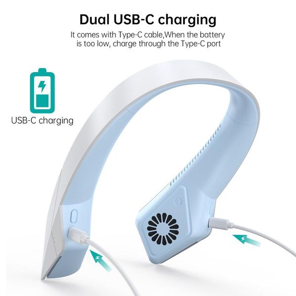 

mini bladeless fan neck 2400mah usb rechargeable mute sports fans for home outdoor ventilador portatil abanico electric