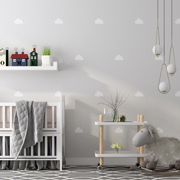 

wallpapers nordic style wallpaper ins blue sky white cloud children's room boy girl bedroom princess background wall