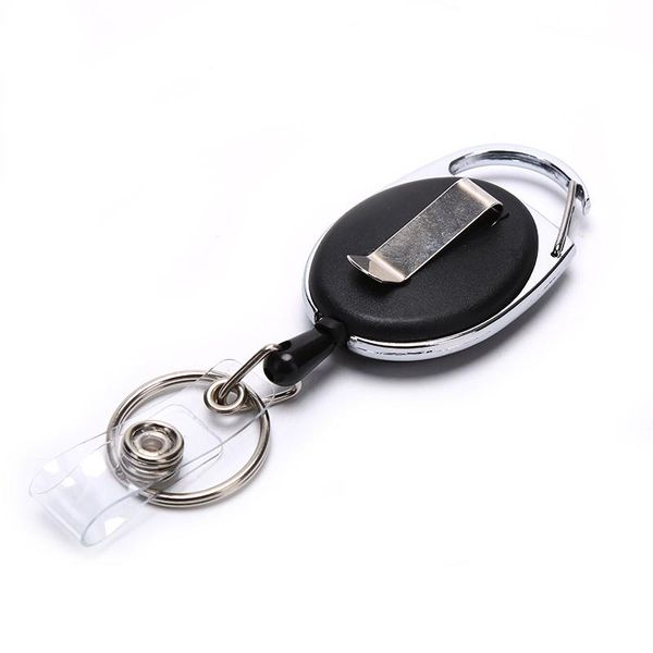 

keychains 1pcs anti-lost key chain with back clip easy to pull buckle outdoor carabiner rope anti-theft ring, Silver