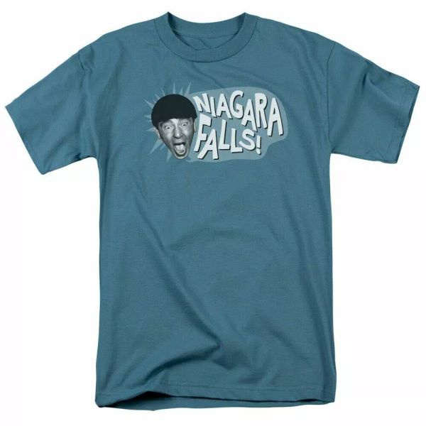 

the three stooges niagara falls t shirt mens licensed moe larry curly tee slate, White;black