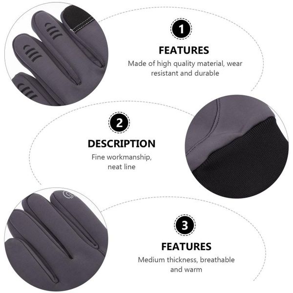 

cycling gloves 1 pair of practical mountain winter warm supplies (grey), Black