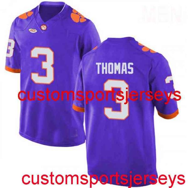 

stitched #3 xavier thomas clemson tigers purple ncaa football jersey custom any name number xs-5xl 6xl, Black