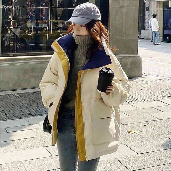 

women's down & parkas short style women winter soft warm chic fashion simple elegant ladies outwear zipper all-match loose college girl, Black