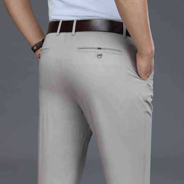 

men's jeans light busins straight 2021 summer ice thin pants men's work solid color simple casual wear, Blue