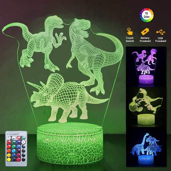 

3d night light for dinosaur poseidon dragon light 7-color touch remote control sensor bedroom deskdecoration background led