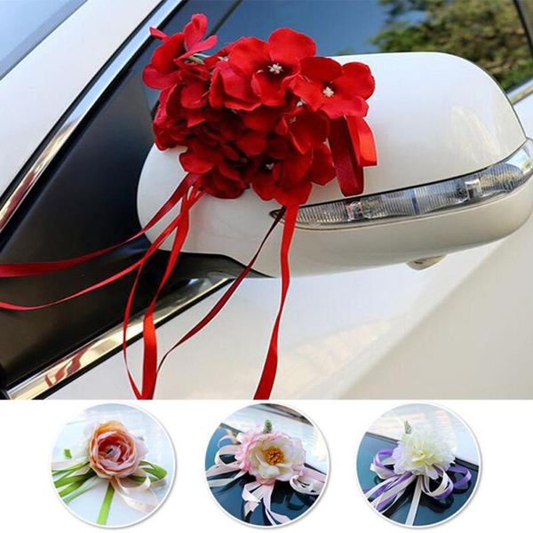 

decorative flowers & wreaths 1pc wedding decoration simulation garland for car door handles mirror flower decorations party supply