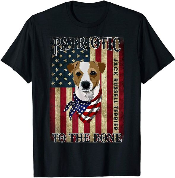 

jack russell terrier patriotic to the bone dog t-shirt size m-5xl, White;black