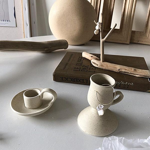 

candle holders modern simple ceramic candlestick handheld holder cup-shaped home decoration ornaments