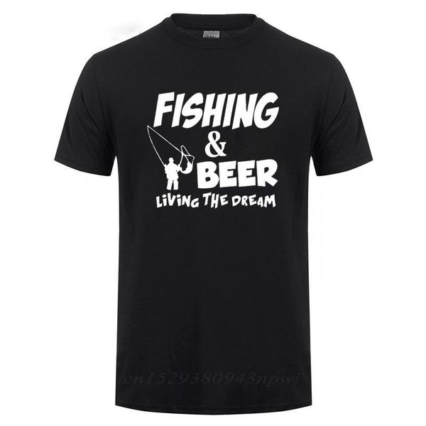 

men's t-shirts t shirt and beer living the dream funny birthday present for men husband fishinger fisherman cotton short sleeve t-, White;black