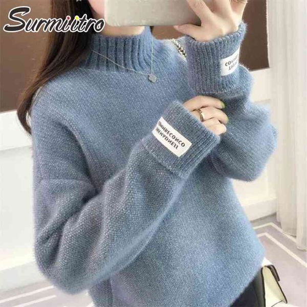 

surmiitro cashmere knitted sweater women turtleneck autumn winter long sleeve jumper korean pullover female knitwear 210922, White;black