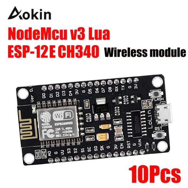 

integrated circuits 10pcs wireless module ch340 nodemcu v3 lua wifi internet of things development board based esp8266
