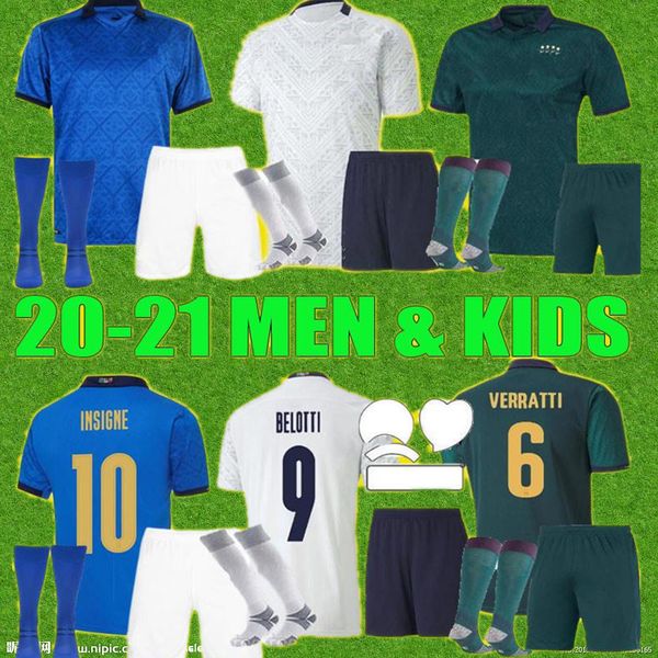 

20/21 italian home calcio jersey men kids kits 2021 italia maglie da calcio verratti jorginho romagnoli camicie da calcio immobile, Black