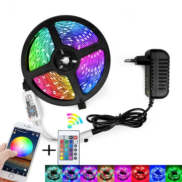 

strips rgb led strip light smd 2835 5m waterproof tape dc12v ribbon diode flexible stripe lamp ir wifi controller
