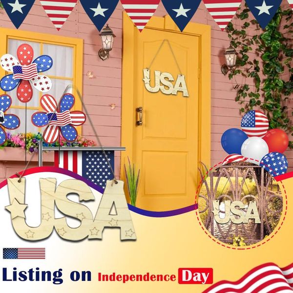

25# wooden crafts american independence day ornaments diy home decor pendants vintage holiday hanging for wedding decoration garden decorati