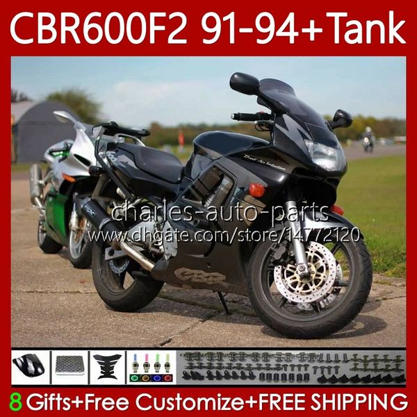 Fairings de OEM para Honda CBR 600 Gloss Preto CBR600 F2 FS CC 600FS 600F2 1991-1994 63Não.320 Bodys CBR600FS 600-F2 1991 1992 1993 1994 CBR600F2 600cc 91 92 93 94