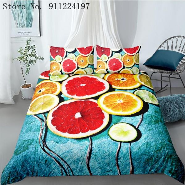 

bedding sets home textile fruit duvet cover single double bed linen 3d orange grapefruit printed set bedclothes quilt
