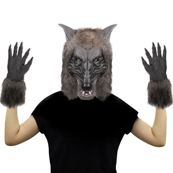 

other event & party supplies plush werewolf mask gloves combination costumes cosplay animal wolf head cover set halloween props tricky prank