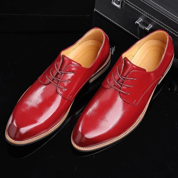 

dress shoes 2021 flat classic men patent leather wingtip carved italian formal oxford footwear plus size 38-48 in the fall, Black