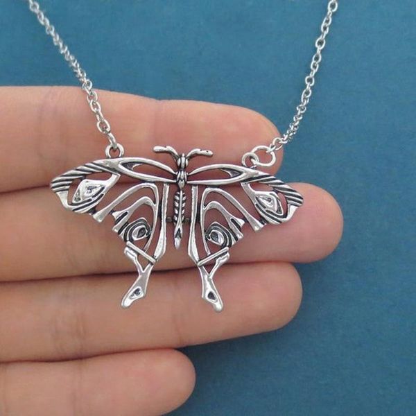 

pendant necklaces gothic vintage silver color necklace hollow butterfly pendane for women goth goblincore metal female collar collier