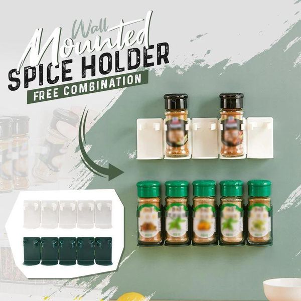 

kitchen storage & organization wall mounted spice holder convenient hanging seasoning rack clips organizer for home