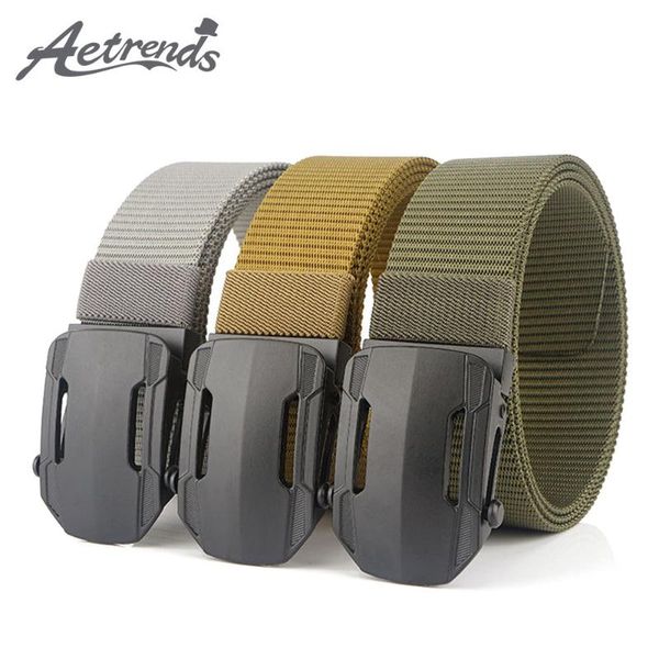 

belts [aetrends] 6 solid colors men's nylon canvas belt adjustable tactical with alloy buckle d-0176, Black;brown