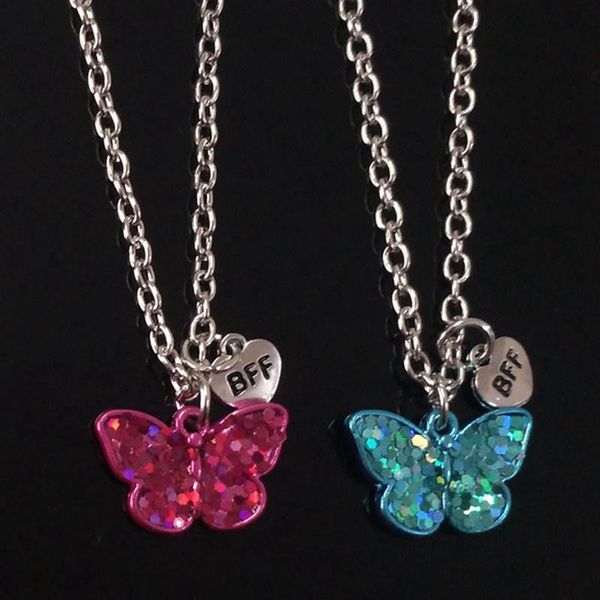 

pendant necklaces 2 pcs /set friends butterfly, Silver