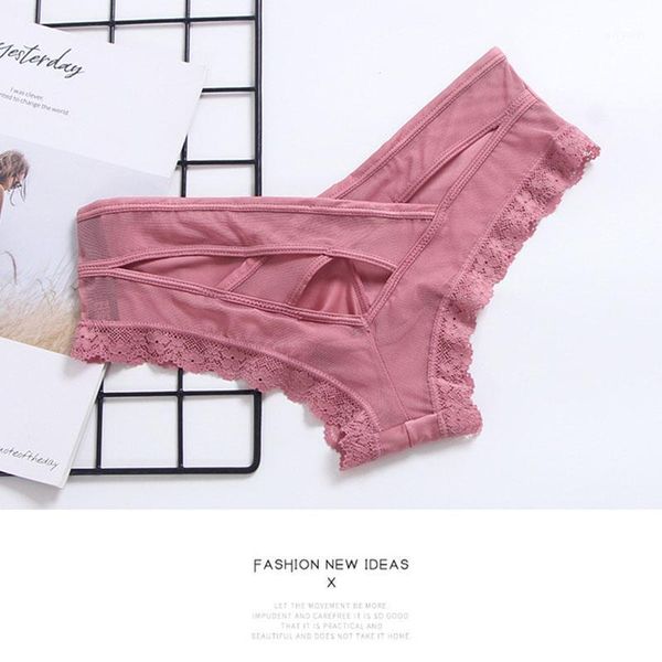 

women's lace briefs hollow out perspective mesh underwear low waist high elasticity panties, Black;pink