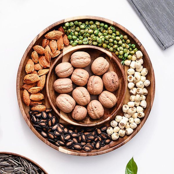 

kitchen storage & organization candy box wooden dried fruit creative partition with lid melon seed tray living room household large snack