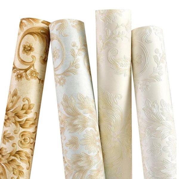 

wallpapers yazi embossed 3d wallpaper gold wall papers home decor damask europe self-adhesive for walls in rolls living room