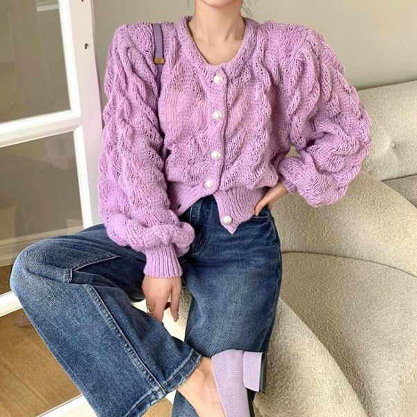 

women's knits & tees zawfl-autumn and winter 2021 women's long sleeved sweater, plain coat jacket, White