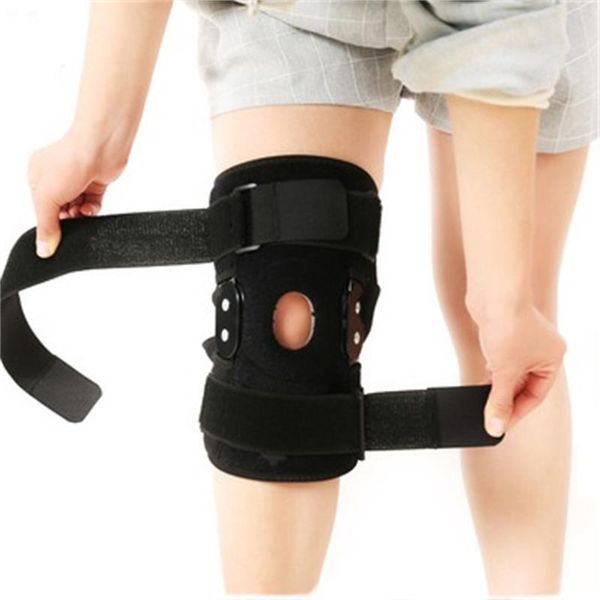 

elbow & knee pads adjustable kneelet brace patella support protector alloy hinged sports stabilizer kneepad wrap, Black;gray