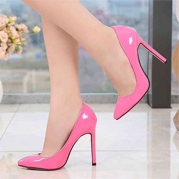 

dress shoes big size 35-46 women pumps fashion high heels ladies 11cm thin heel stilettos classic prom wedding leather i3hd, Black