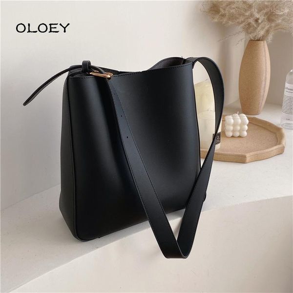 

evening bags hjkl simple vintage pu leather shoulder for women fashion large capacity crossbody women's solid color bucket handbag