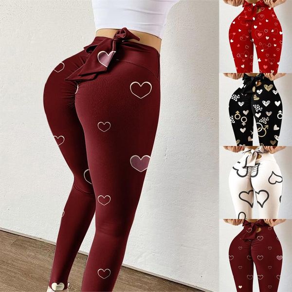 

women printing high waist yoga pants stretch strethcy fitness leggings trousers women's lace-up sports training outfit