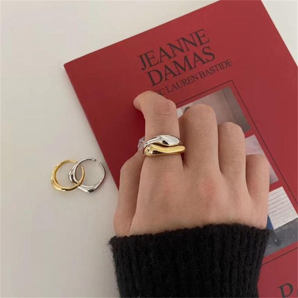 Anelli a grappolo a forma di onda color oro argento regolabile per le donne coreano aperto polsino anello per dito Anelli Anelli gioielli
