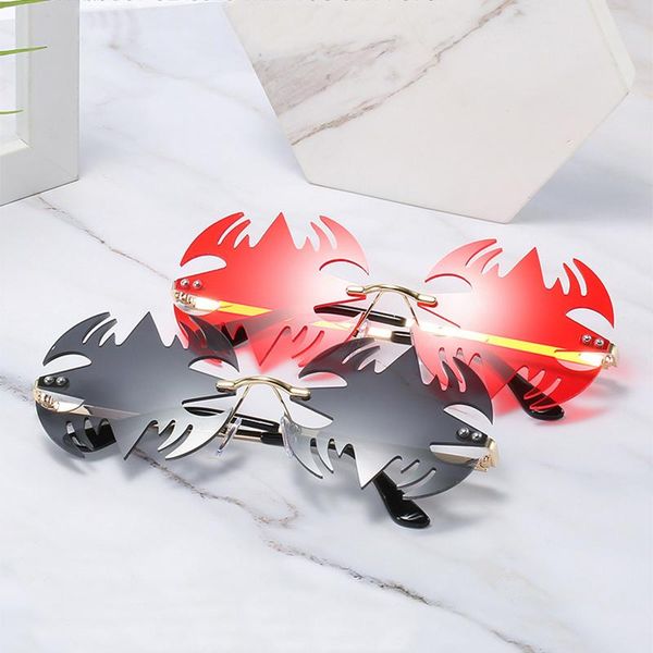 

sunglasses fashion irregular rimless women vintage small cat eye sun glasses female frameless steampunk funny shades for men, White;black