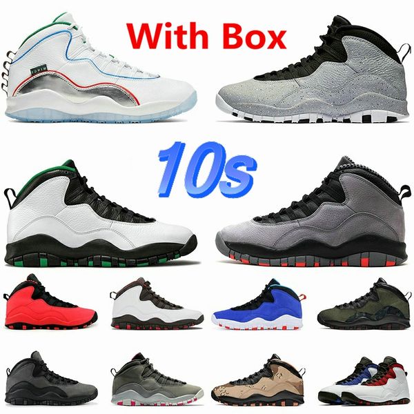 10 Scarpe da pallacanestro Cemento OVO Nero 10s Fabbrica cinese Prodotto OEM di buona qualità Tori su Broadway Lino Seattle Stealth Tinker Orlando Con scatola all'ingrosso sz 7-13