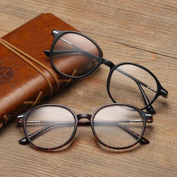 

fashion sunglasses frames glasses round women men myopia metal optical prescription eyeglasses clear decorative eyewear spectacle frame, Black