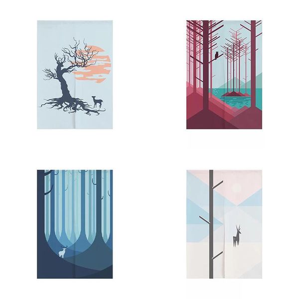 

curtain & drapes jungle deer bedroom door kitchen cabinet blackout cotton linen partition doorway hanging decor