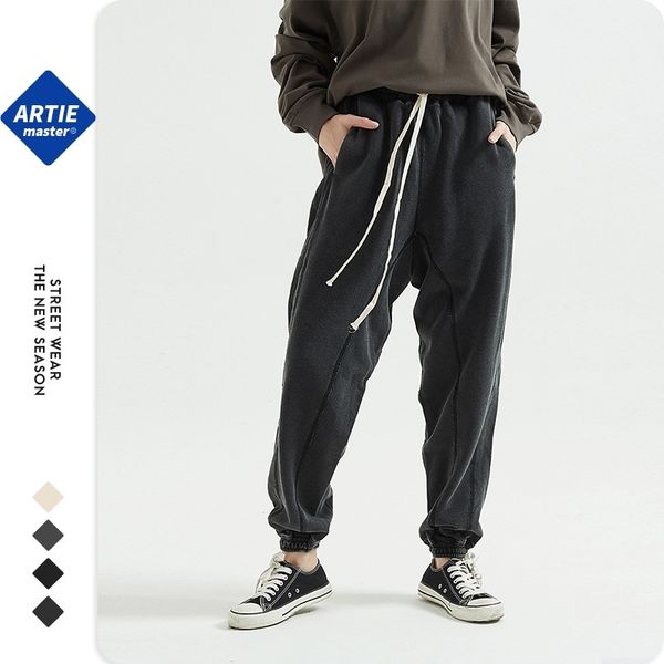 

artie clothing | autumn and winter 2020 new products splicing fashion brand sports high street casual men's pants, Black