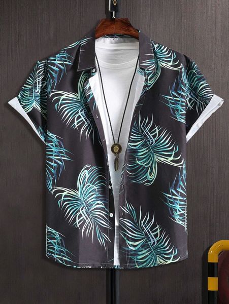 

extended sizes men tropical print shirt without tee b5s7#, White;black
