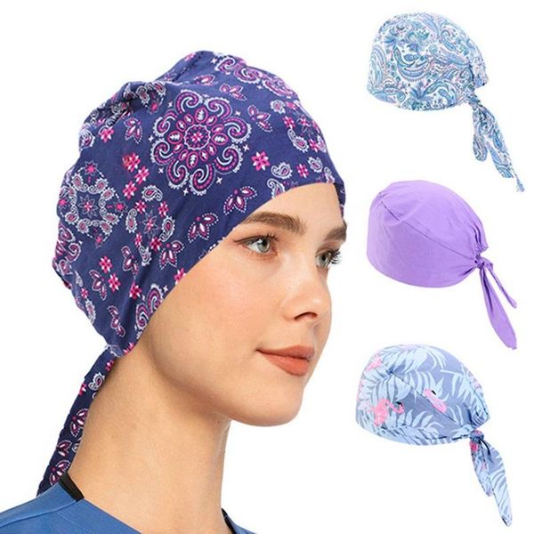 

beanies print caps hat lab dust-proof pet clinic cap operating room button hats