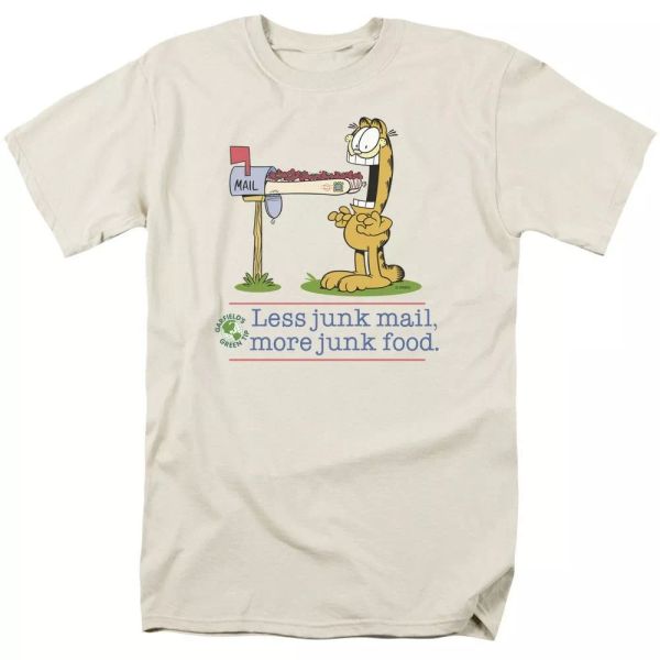 

garfield less junk mail t-shirt sizes s-3x new, White;black