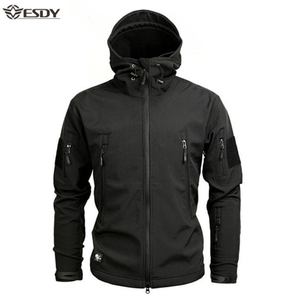

soft shell tactical jacket men waterproof warm windbreaker us army clothing winter big size camouflage jacket, Black;brown
