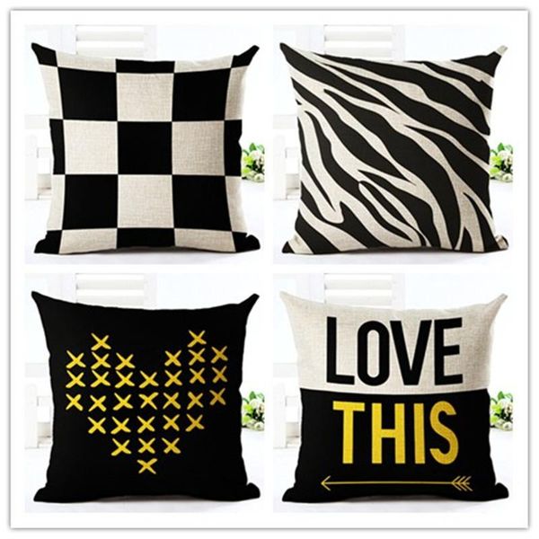 

black grid printed cushion cover geometric decorative sofa throw pillow car chair home decor case cojines cushion/decorative