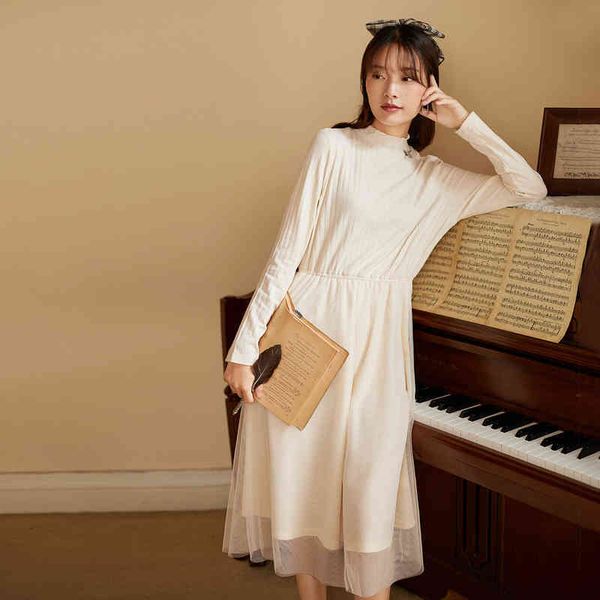 

casual dresses dress winter women's knitted dress half high neck long sleeve waist bow mesh skirt cabp, Black;gray