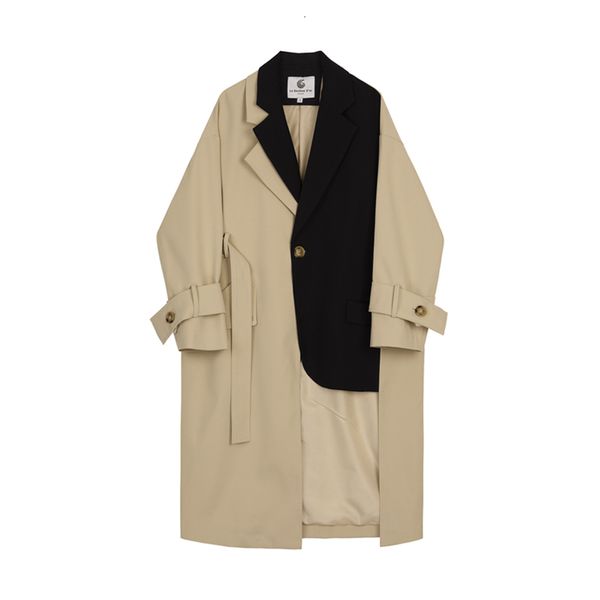 

women's trench coats style straights styling fancy track ladies jacket outerwear luxury oversized spring casual autumn trench coat most, Tan;black